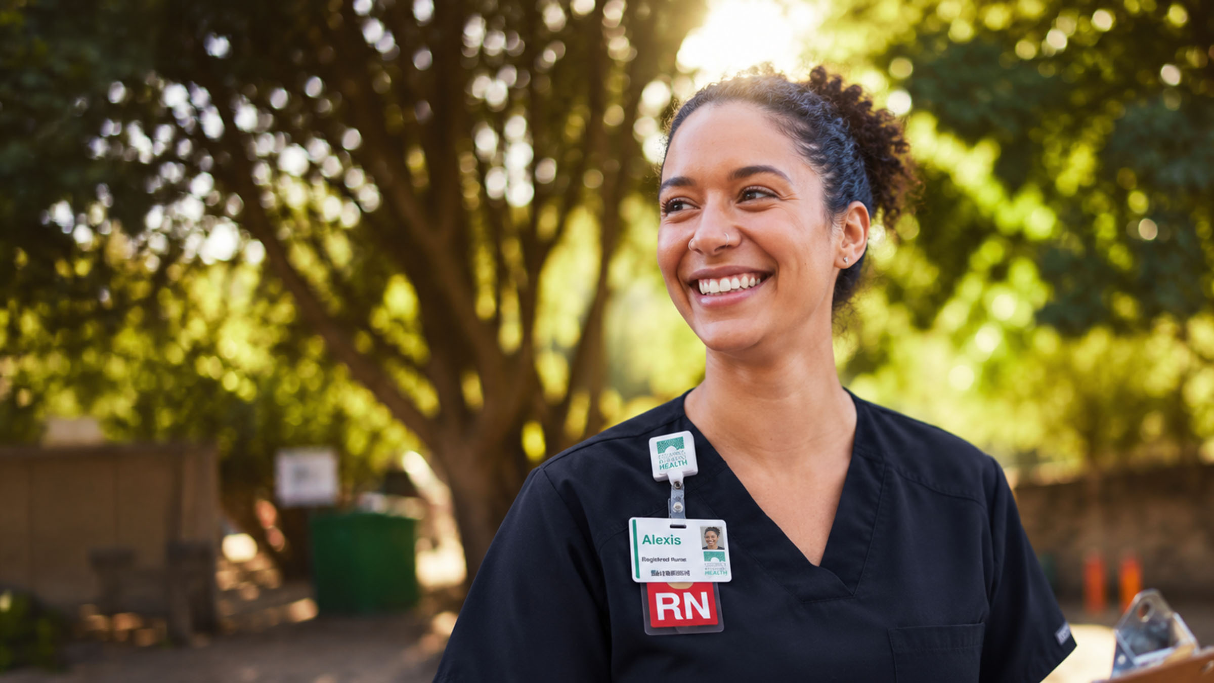 CRH nurse smiling outdoors